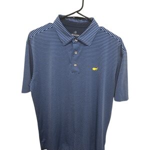 Masters Tech Blue and Navy Striped Polo Shirt Medium